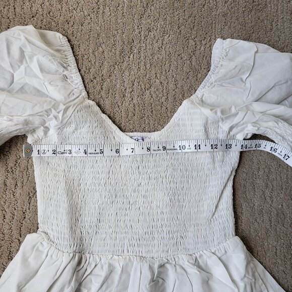 Women's Boho Off Shoulder Puff Sleeve Midi Dress – White – Size S – NWT - Picture 5 of 12